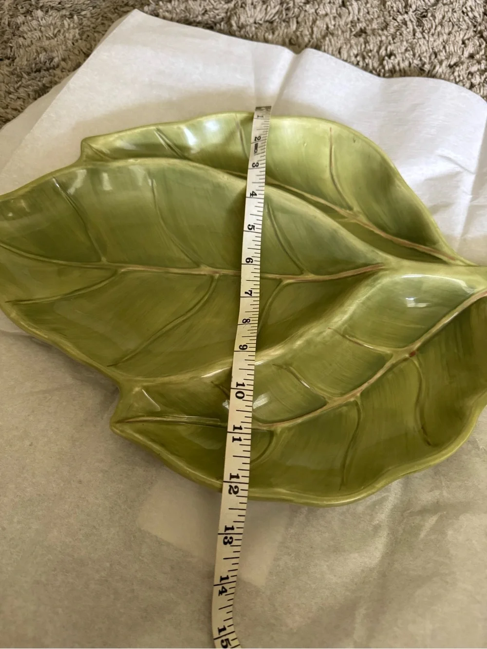Home Trends Ceramic Botanical Serving Set Leaf Platter & Flower Bowl 2 Pc